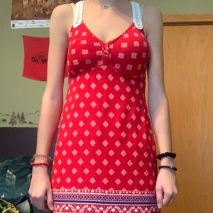 Blue, white & red dress